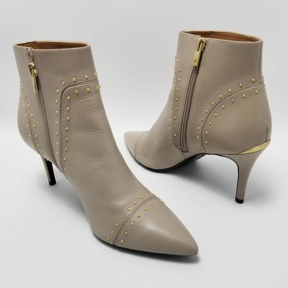 Calvin Klein Womens Grazia Ankle Boots Booties Beige Studded Pointed Toe 9.5 - Picture 5 of 12